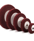 Premium Non-Woven Flap Wheel 320 Grit Nylon Fiber Polishing Disc For Foredom Tools in various sizes for metal wood polishing.