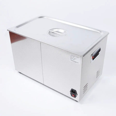 No Sweat Heavy Duty Ultrasonic Cleaner Tank With 30 Liter Capacity And 600 Watt Power For Medical Lab Equipment Washing Plus Smooth Cleanup Adjustable Temperature And Digital Timer 110 Volt, stainless steel design.