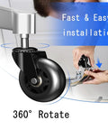 Built Tough Office Chair Caster Wheels Replacement Set Of Five Including Seven Sixteenths Inch Steel Stem shown during 360° installation process.