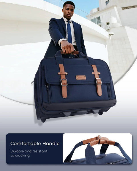 Rolling Laptop Bag For Men And Women 16 Inch Waterproof Wheeled Briefcase with locking compartments and comfortable handle