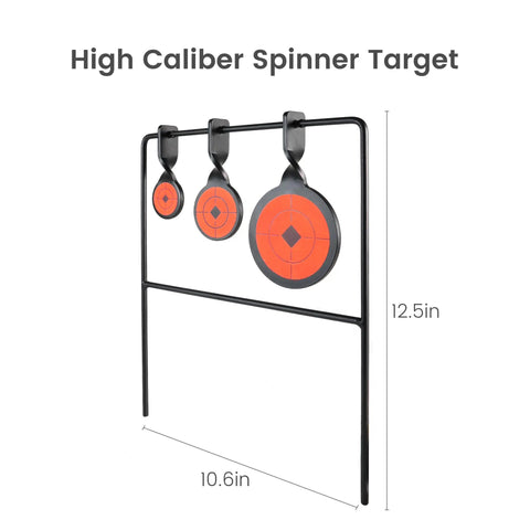 Auto Reset AR500 Steel Shooting Target With Spinner Mechanism, Self Healing 1/4 Inch Target, three orange circular targets