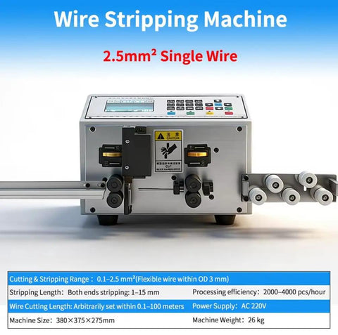 Auto Wire Stripping Machine For Precise Cable Peeling And Cutting Of 0.1 To 4 Mm2 Wires fast dual stripper cutter tool with control panel.