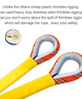 Outdoor Climbing Rope 32ft Escape Rope for Rock Climbing and Fire Rescue, featuring steel thimbles and orange sheath.