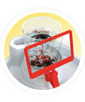 Chemistry Of The Tiny Lab Kit With Hands On Illuminated Station And 3 Clip On Magnifying Glasses For Close Up Experiments 30 Fun Science Projects For Curious Kids And Tween Scientists, red magnifier over reaction cup
