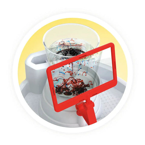 Chemistry Of The Tiny Lab Kit With Hands On Illuminated Station And 3 Clip On Magnifying Glasses For Close Up Experiments 30 Fun Science Projects For Curious Kids And Tween Scientists, red magnifier over reaction cup