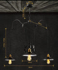 Kick Up Your Style With Adjustable Height Retractable Pulley System Vintage Black Metal Chandelier Ceiling Lamp dimensions and design.