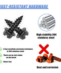 Four Piece Heavy Duty License Plate Screw Kit Rustproof Zinc Plated Auto Fasteners Black Corrosion Resistant Car Bolts close-up view.