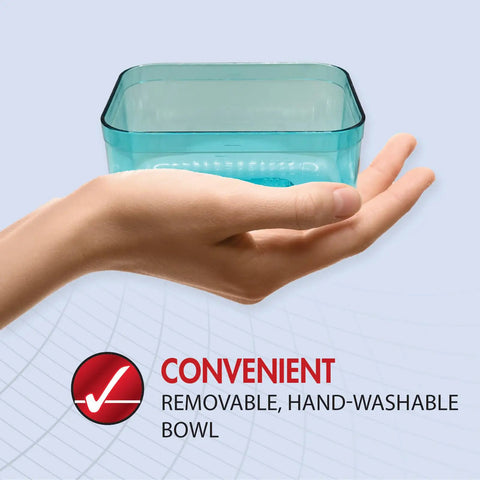 Person holding removable bowl of Mechanical Kitchen Scale With Removable Bowl For Precise Measurements In Pounds, Ounces, Grams And Milliliters.