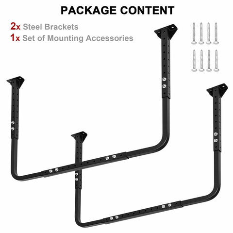 Adjustable Ceiling Storage Rack For Garage Overhead Shelf Bracket Heavy Duty Steel Construction 22 To 33 Inch Width package content