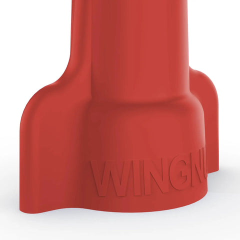 Close-up of Red Wing-Nut 452 Wire Connector For DIY Electrical Splices With Copolymer Shell That Expands For Easy Tightening, showing wing grip