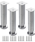 Heavy Duty Stainless Steel Furniture Legs Set Of 4 With Screws shown with adjustable feet.