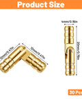 Hidden Brass Barrel Hinges Set 30 Pieces For DIY Crafts And Small Boxes, gold, 20x4 mm, shown with dimensions