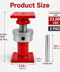Badass Two Piece Adjustable Screw Jack Post Set For Foundation Leveling With Heavy Duty Red Brackets And Sturdy Wrenches, 6.5-9 in height.