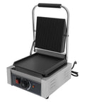 1800W Commercial Panini Press Grill Stainless Steel Electric Sandwich Maker with adjustable hinge and temperature control.
