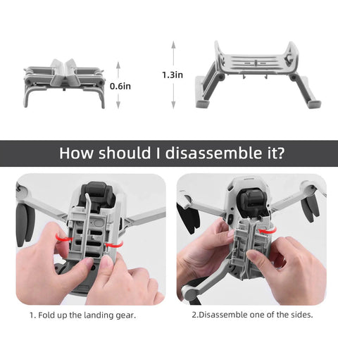 Foldable Landing Gear Extensions For DJI Mini 4K Mini 2 Mini SE And Mavic Mini Drones Raise Ground Clearance With A Simple Foldable Design, No Disassembly Needed, Compatible Accessory For Stable Outdoor Flights, shown folded
