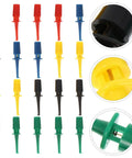 Color Coded Test Clip Probes For Multimeter Set 20 PCS Mini Grabber Leads with close-up of spring loaded clip details