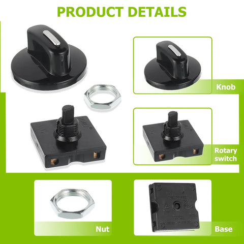 Product details of Rotary Switch Four Position Three Speed Power Selector With Knob For Heaters And Equipment 13A 125V 10A 250V