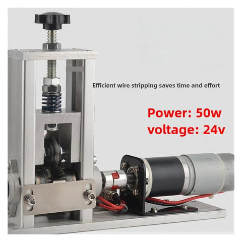 Solid Build Wire Stripper Machine For Fast Cable Prep And Household Wiring Fixes No Sweat Electric Stripping Tool shown with detailed components and specs.