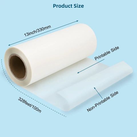 DTF Transfer Film Roll 13 Inch By 328 Feet Double Sided Glossy Clear Pretreated PET Heat Transfer Paper For Inkjet Printers