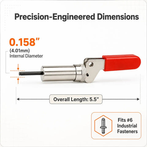 Heavy Duty Plunger Tool Optimized Specifically For Number Six Barrel Fasteners With Rock Solid Zero Point One Five Eight Inch Opening and Premium High Carbon Steel Structure with Slip Free Handle.