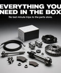 Upgrade Your Ride With This Cool 1 Piece Rear Shaft Universal Joint And Steering Joint, A Sweet DIY Swap For Easy Fixes And Awesome Performance On Any Compatible Car Today. kit parts laid out with box and metal drivetrain components