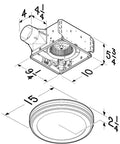 Energy Star Bath Exhaust Fan 80 CFM Quiet 0.8 Sones White AER80LWH Model dimensions with low-profile design