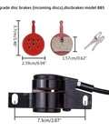 Upgrade Your Ride With This Premium Full Aluminum Alloy Hydraulic Disc Brake Kit featuring red brake pads and black caliper.