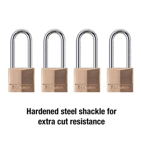 Tough Brass Padlock With Solid Brass Body And Hardened Steel Shackle One And Five Sixteenths Inch Wide Keyed Alike Four Pack
