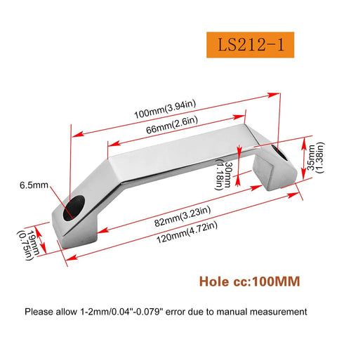 Heavy Duty Solid 304 Stainless Steel Cabinet Pull Handles diagram with measurements, 4.72 Inch (120 mm), Satin Nickel Finish