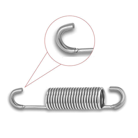 Top Shelf Stainless Steel Recliner Springs Heavy Duty Two Piece Set with Long Hook Attachment for Quick Sofa Mechanism Swap close-up.