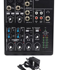 Ultra Compact 4-Channel Mixer With Pro-Grade Onyx Preamps, High Headroom Low Noise, Phantom Power For Condenser Mics shown with power adapter