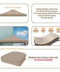 119 Inch By 119 Inch Canopy Replacement Top No Frame For Double Tier Gazebo - Weatherproof Sun Shade Cover For Yard Patio Garden UV Resistant Water Repellent Durable 300D Oxford Fabric Khaki