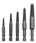 Heavy Duty Bolt Extractor Kit With Fluted Shank Design For Stripped Screws And Damaged Fasteners That Grip Tighter Under Torque To Save Your Bones When Removing Tough Rusty Steel Studs, Socket Heads, And Frozen Hardware Fast And Easy Without Breaking A, 5-piece steel set