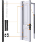 Built Like A Tank Five Piece Door Reinforcement Kit For Jamb And Frame with hinge guard components and installation pieces shown.