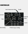 Electric Automatic Coffee Bean Roasting Machine Featuring Nine Pro Roast Curves And Built In Smoke Filter For Dead Simple Home Shop Use And Consistently Smooth Cafe Style Flavor Daily controller panel with digital displays and temperature controls.
