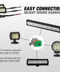 Diagram illustrating easy connection for Nilight wiring harness with DT connector and LED light bars.