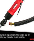 Beefy Low Speed Tire Buffer 0.6 HP 2600 RPM with Coaxial Rear Hose Threaded Arbor in focus, showing ergonomic grip and hose detail