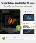 WiFi Freezer Thermometer Alarm With Digital Monitor Hub, App And Email Alerts, 2 Year Data Export, No Subscription Fee, 2 Remote Temperature Sensors For Home Refrigerator And Freezer. Power outage alert screen