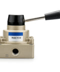 Pneumatic Hands-On Lever Valve With Rotary Positioner For Manual Control, Three Position Four Way Valve With Quarter Inch Ports
