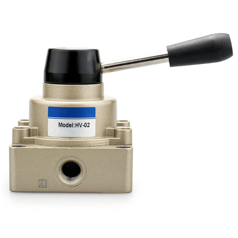 Pneumatic Hands-On Lever Valve With Rotary Positioner For Manual Control, Three Position Four Way Valve With Quarter Inch Ports