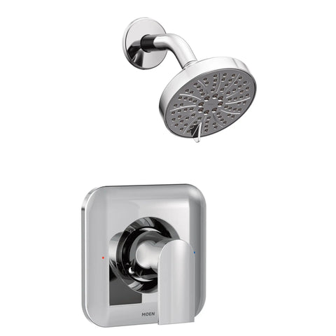 Genta LX Shower Trim With Showerhead And Lever Handle, Pressure Balancing Eco Performance Modern Chrome Finish, Posi Temp Valve Required