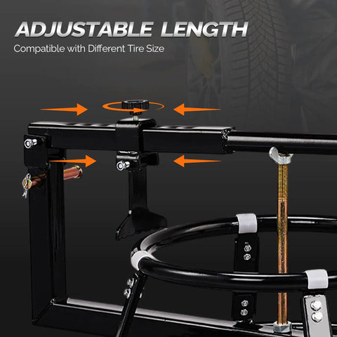 Close-up of adjustable mechanism on Heavy Duty Rugged Tire Change Stand For 16 To 21 Inch Tires Motorcycle Bead Popper