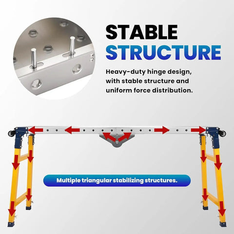 Heavy Duty Portable Welding Table Workhorse Built Like A Tank With Rock Solid 1200 Pound Capacity Foldable Steel Frame showing stable hinge design.