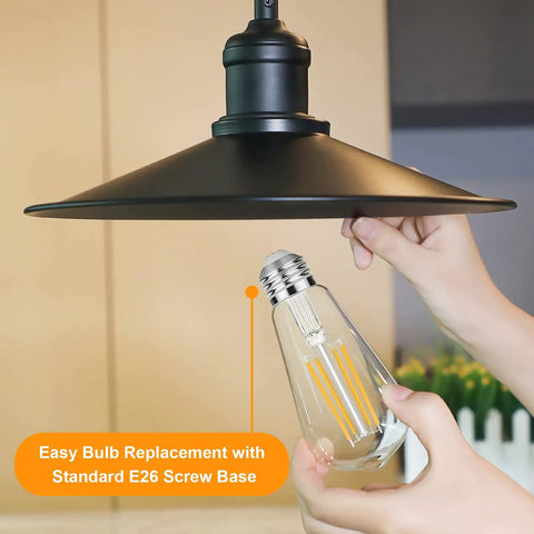 Vintage LED Edison Bulbs 60 Watt Equivalent Dimmable ST58 Filament Lights installation with E26 base under a lampshade