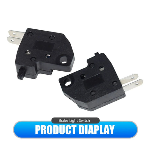 Hardcore 2 Pack Motorcycle Brake Light Switch Set Left And Right Dual Stop Lamp Controls Heavy Duty Black visible from above.