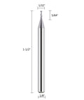 SpeTool 5-piece carbide end mill set, flat-nose double-flute, 1/32 in cutting dia, 1/8 in shank, front view
