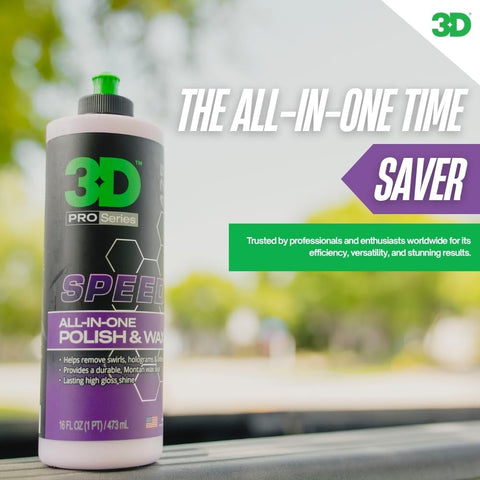 All In One Car Polish And Wax That Corrects Scratches And Swirls Provides Clear Coat Safe Sealant And A High Gloss Finish Easy One Step Application 16oz Made In USA bottle on railing