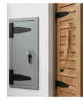 Black T Strap Hinges For Gate And Barn Door Cabinet Set Nine Point Five By Six Point Four Centimeters on wood and metal doors