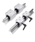 Top Notch High Precision Linear Guide Rail Kit With 4pcs SBR16UU Bearing Blocks And 2pcs SBR16 Rails Perfect Smooth Motion For Your DIY CNC And 3D Printer Projects Made From Quality Steel, 4 bearing blocks on steel rails