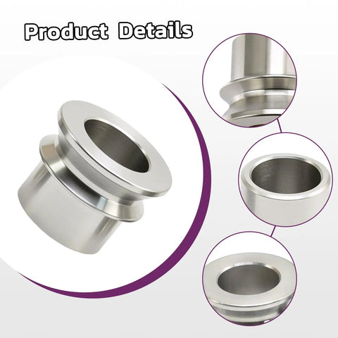 High Misalignment Spacer Set For Heim Joints, Converts 1/2 In Heim Joint To 3/8 In Bolt, Stainless Steel Rod End Spacers, Set Of 4, Heavy Duty, Rock Solid Fit For Automotive And Off Road Linkage, stainless steel spacer close-up